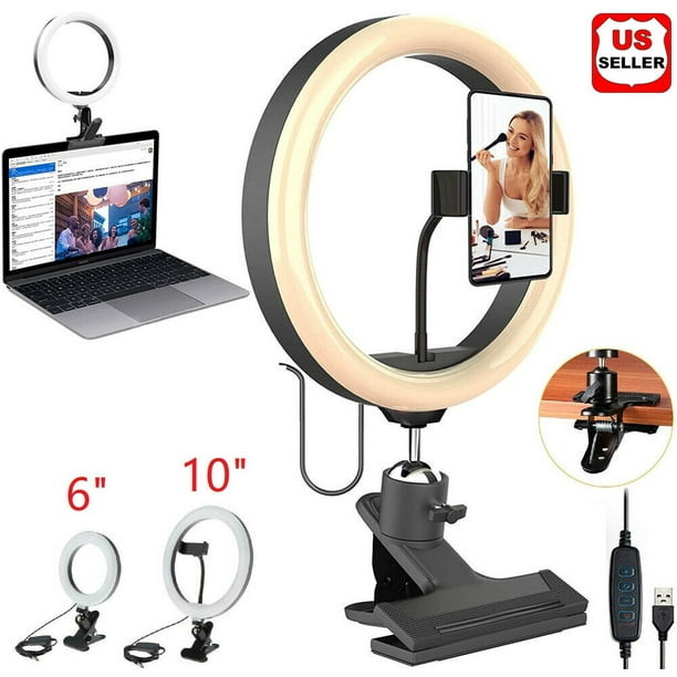 Selfie Ring Light with Clamp Mount for Video Conferencing, Dimmable LED