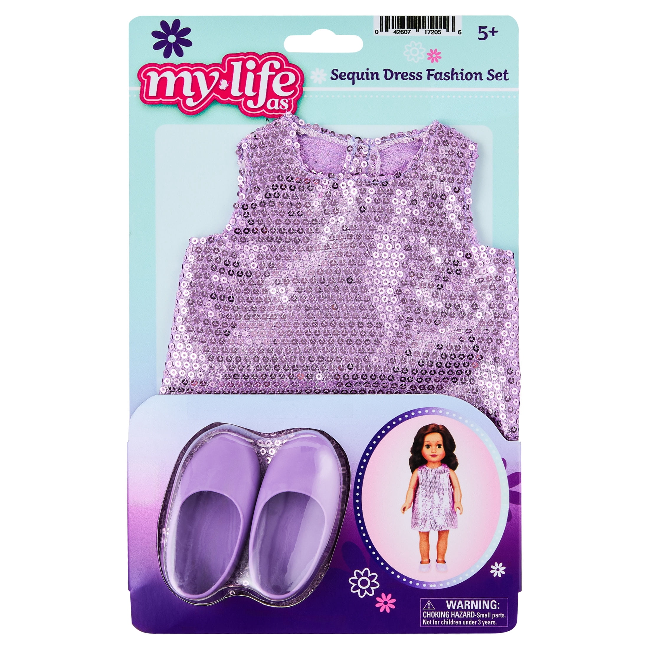 My Life As Purple Sequin Dress Fashion Set for 18-inch Dolls, 2 Pieces