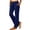 Blue, variant on Womens Soft Lounge Casual Pants Split Hem Elastic Waist Pocket Straight Leg Trousers Daily Wear