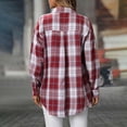 thumbnail image 5 of Towmus Womens Button Down Flannel Shirts Plus Size Fashion Long Sleeve Plaid Shackets Business Casual Blouse Tops, 5 of 9