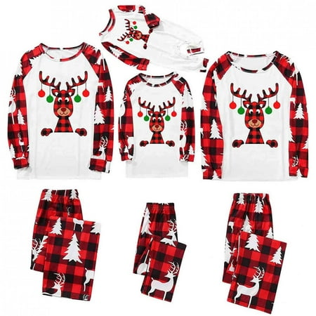 

Matching Family Christmas Pajamas Sets for Photoshoot 2022 Funny Sleepwear Plaid Cute Reindeer Xmas Pjs Nightwear
