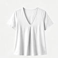 thumbnail image 5 of cfhntfmh Spring Tops for Women Casual V Neck Cotton Blend Shirts Short Sleeve Loose Fit Lightweight Blouse Tunics, 5 of 7