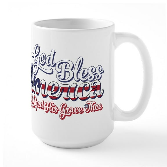CafePress - God Bless America Mugs - 15 oz Ceramic Large White Novelty Mug
