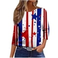 thumbnail image 3 of Conairie 4th of July Shirt Women Loose Crew Neck 3/4 Sleeve Patriotic T Shirts With American Falg Print Basic Work Tee Vacation Clothes Red XXXXL, 3 of 7