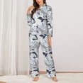 thumbnail image 2 of Pofeuu Sea Life Elements Print Womens Pajamas Set Long Sleeve Sleepwear Button Down Nightwear Soft Pj Lounge Sets Button Down Pajamas Women-Large, 2 of 7