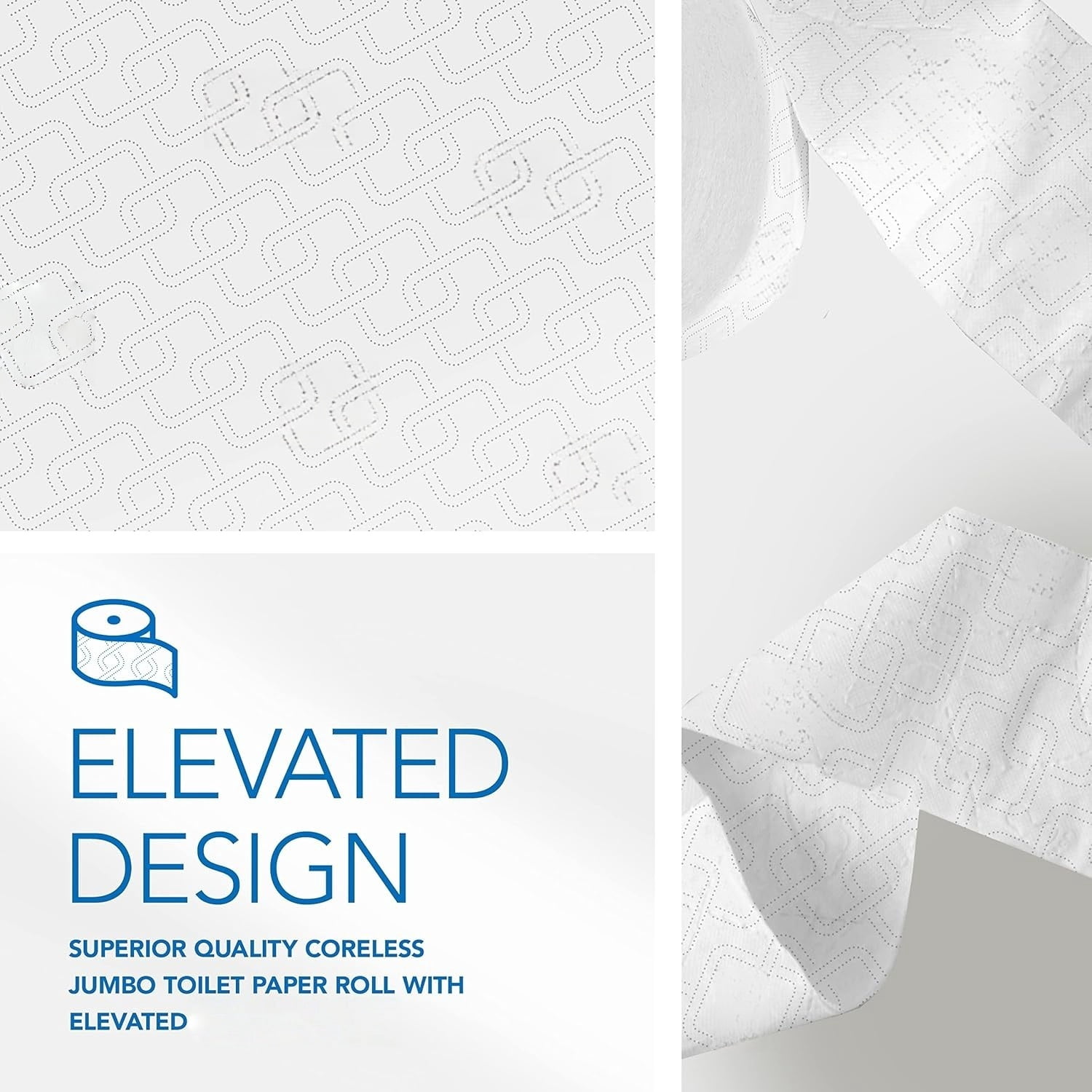 Coreless High-Capacity Jumbo Roll Bulk Toilet Paper (07006), 2-Ply, Elevated Design, White (12 Rolls at 1,150' Each, 13,800'/Case)