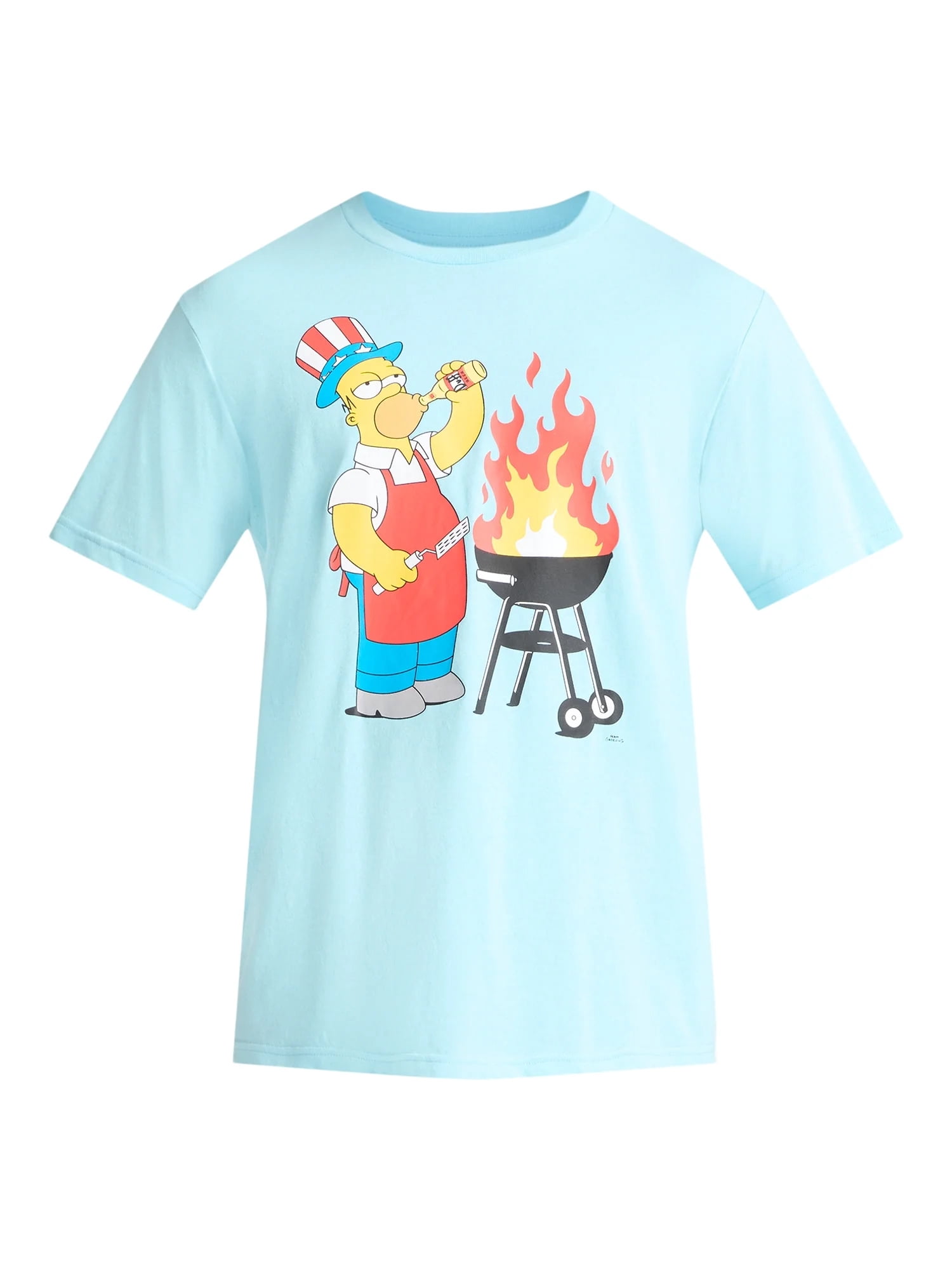 Simpons, Men's & Big Men's, Graphic Tee Shirt, Homer Griller Patriotic Americana July 4th, Sizes XS-5XL