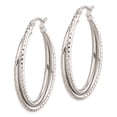 thumbnail image 3 of Auriga Fine Jewelry 925 Sterling Silver Rhodium Plated Textured Double Oval Hoop Earrings for Women, 3 of 7