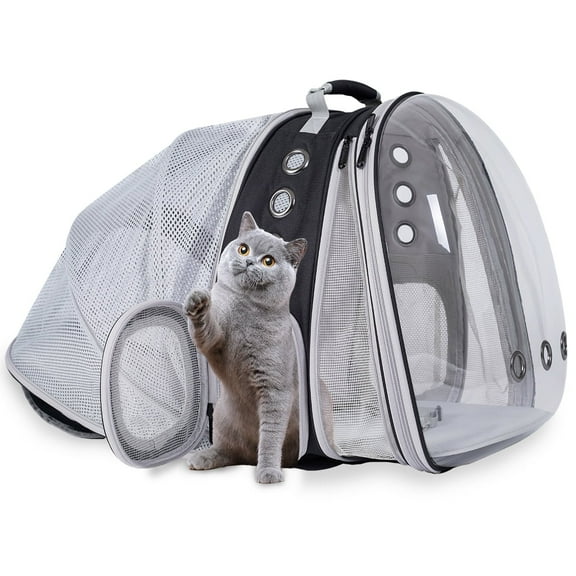 LAIRIES Dual Expandable Cat Backpack Carrier Front & Back Extension Pet Backpack Carrier, Fit up to 20 lbs, Bubble Capsule Dog Backpack Travel, Hiking & Outdoor Backpack