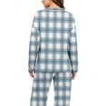 thumbnail image 3 of Women's Plaid Pajama Set, 2 Piece Loungewear Outfits V Neck Comfy Sleepwear Fall Long Sleeve Tops and Long Pants New Fall Sets for Women Pants Light Blue XXL, 3 of 7