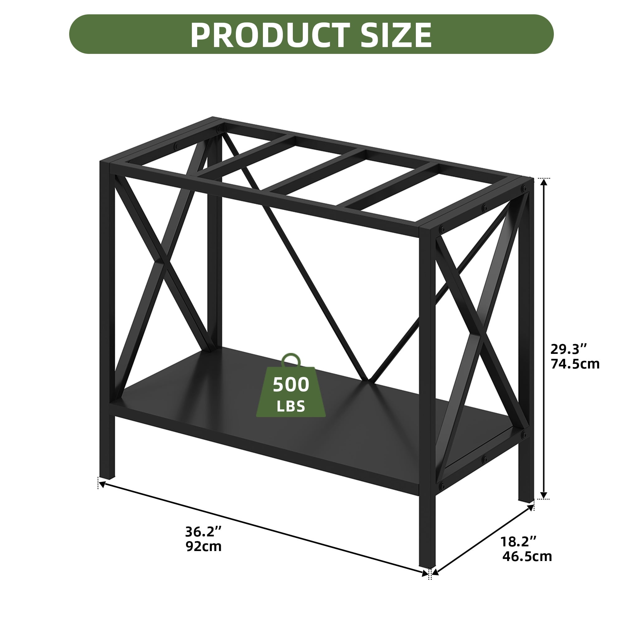 Uforic X-Shape 10-40 Gallon Double-Layer Storage Metal Fish Tank Stand, 500 Lbs Capacity, Black