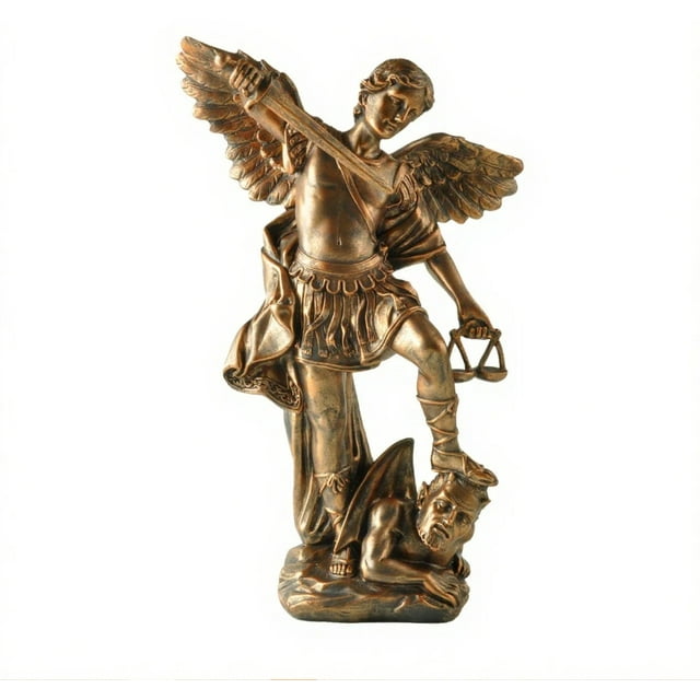 Estatua de resina del Arcángel Miguel de 29 cm de altura con base