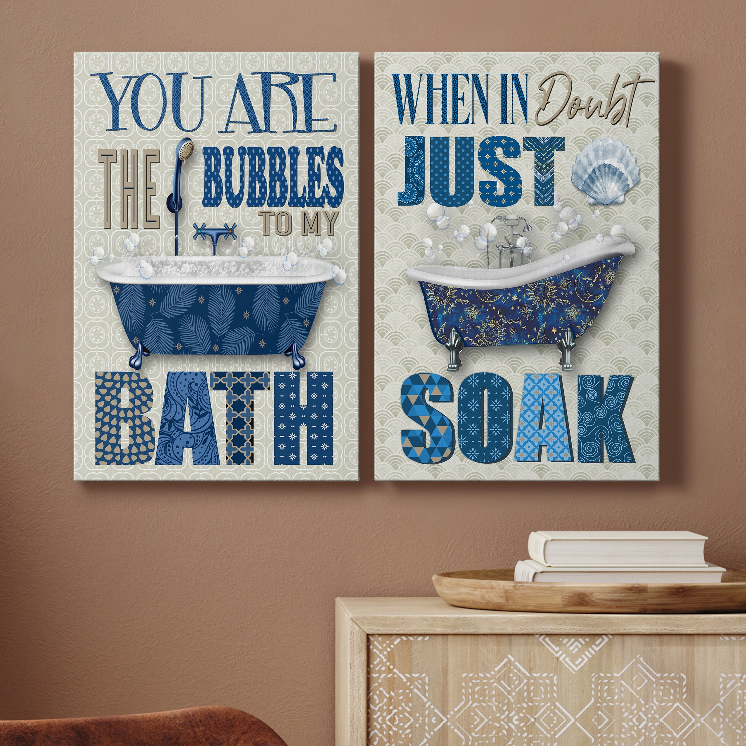 Bubble Bath Premium Gallery Wrapped Canvas - Ready to Hang - Set of 2 - 24 x 36 Each