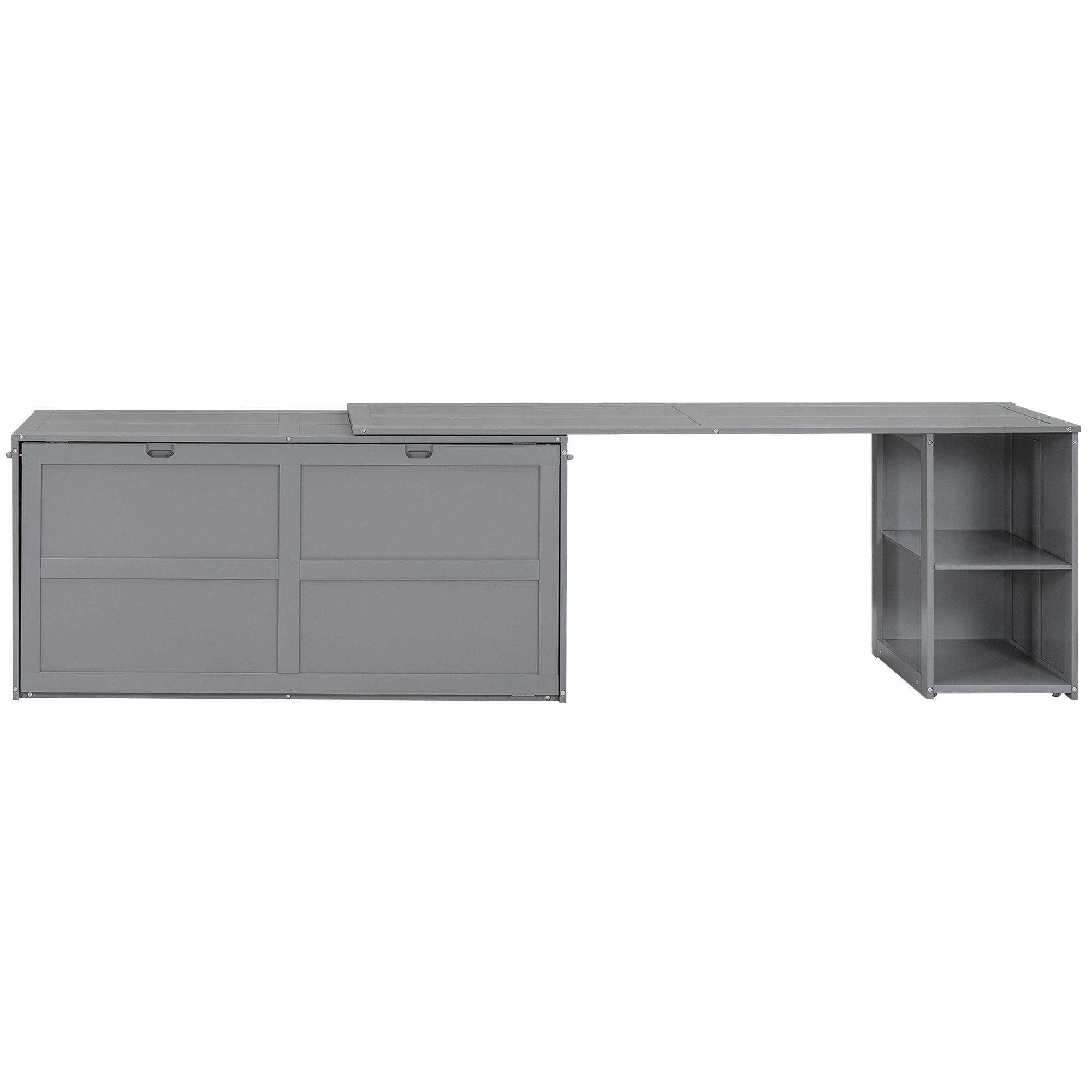 Euroco Queen Size Murphy Bed with Movable Desk, Gray