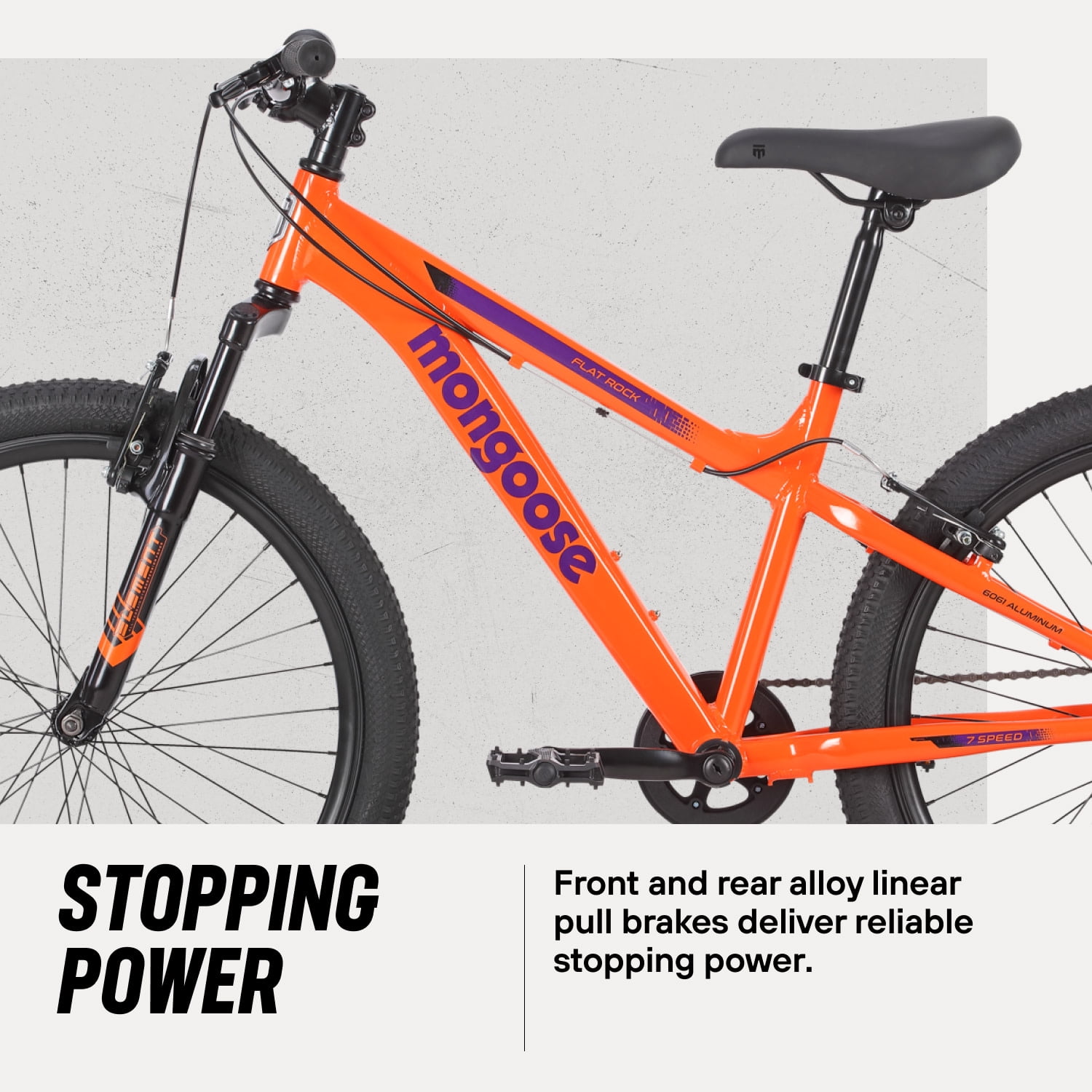 Mongoose Flatrock Mountain Bike, 24 Inch Wheels, Ages 10-15, Orange