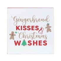 5" XMAS "Gingerbread Kisses & Christmas Wishes" Decorative Shelf Sitter Blocks