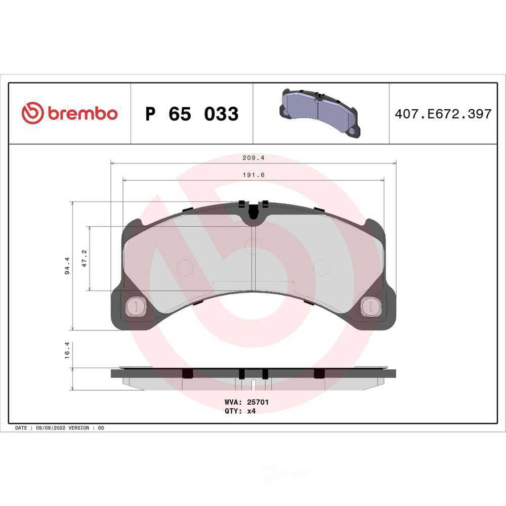 Brembo P65033 PRIME Low-Met Brake Pad Set