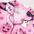 thumbnail image 5 of MEZZALL Women Lovely Halloween Cartoon Print Pajama Set Lapel Collar Button Closure Chest Pocket Short Sleeve Top Elastic Waist Shorts Loungewear Sleep Set For Holiday 2 Piece Breathable Pjs, 5 of 9