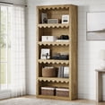 thumbnail image 3 of Fnova 5-Tier Open Bookcase, 70" Tall Bookshelf with Scalloped Edges, Modern Display Shelves Storage Organizer for Living Room, Home Office, Brown, 3 of 13