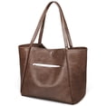 thumbnail image 1 of Bolso de mano Monrich, tamaño grande, 25 L, piel vegana para mujer, color marrón oscuro, 1 of 6