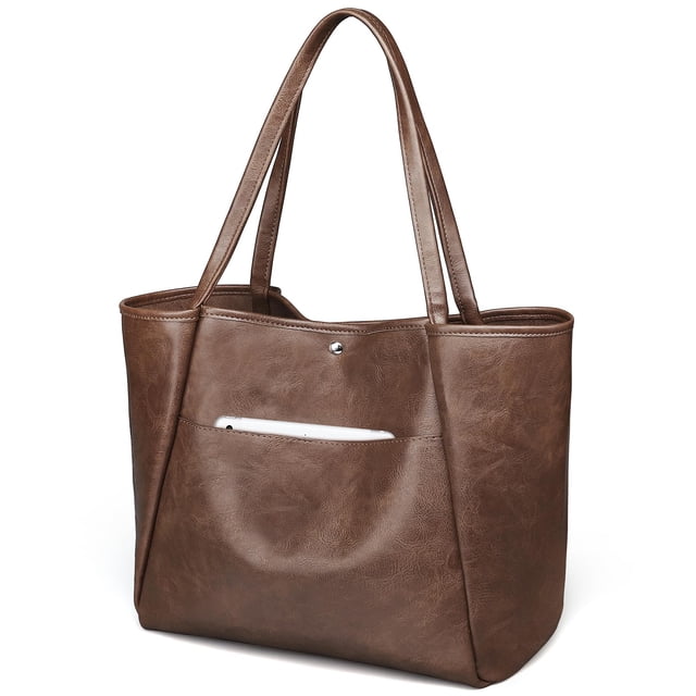 Bolso de mano Monrich, tamaño grande, 25 L, piel vegana para mujer, color marrón oscuro