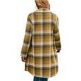 thumbnail image 6 of KOMOO Women Long Plaid Flannel Shirts Cardigan Long Sleeve Button Coat Jacket Loose Oversize Coat, 6 of 6