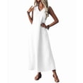 thumbnail image 3 of Summer Dresses for Women Cotton Linen Maxi Dress Casual Sleeveless Solid Long Sundress White M, 3 of 7