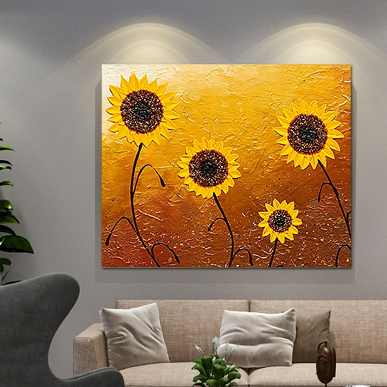 Oil Painting Wall Art Hand Painted Sunflower Canvas Paintings Home  Decoration for Bedroom Livingroom Ready to Hang 