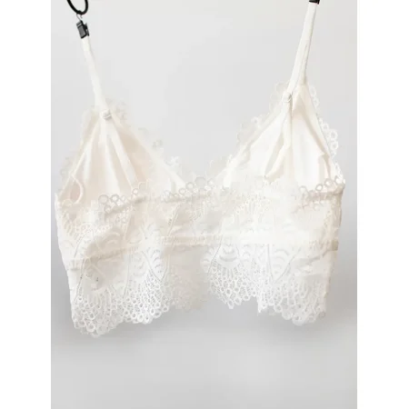 

Sexy Eyelash Lace Bralette Bandeau Bra With Adjustable Straps Wireless Bralette Cami Bra Vest Women‘s Underwear & Lingerie