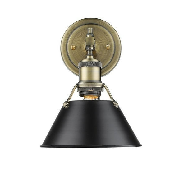 1 Light Vintage Industrial Bathroom Vanity in Aged Brass and Rubbed Bronze Shade-Aged Brass Finish-Navy Shade Color Bailey Street Home 170-Bel-4159276
