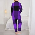 thumbnail image 6 of Goofa Purple Buffalo Plaid Printed Women’s 2 Piece Pajama Set Super,Pajamas Women's Long Sleeve Sleepwear Soft Button Down Loungewear Pjs Lounge Set Nightwear-Small, 6 of 9