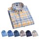 thumbnail image 3 of Camisa de cuello vuelto para hombre Camisa a cuadros de manga larga con botones de moda informal con bolsillo para el trabajo, 3 of 5