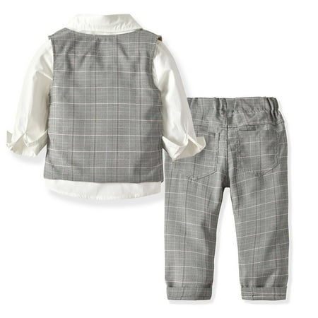 

Dadaria Onesies for Baby 18M-5T 4PC Toddler Baby Boy Bowtie Gentleman Vest T-Shirt Pants Wedding Suit Cloth Sets White 110 Toddler