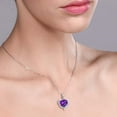 thumbnail image 4 of Gem Stone King 925 Sterling Silver Purple Amethyst and White Diamond Heart Shape Pendant Necklace for Women (1.42 Cttw, Heart 8MM, Gemstone February Birthstone, with 18 inch Chain), 4 of 4