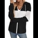 thumbnail image 2 of Chaqueta de Rayas con Bloques de Color para Mujer, con Cremallera, Larga, Punto Acanalado, Sudadera con Cordón Ajustable. Negro L, 2 of 9