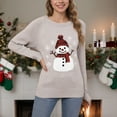 thumbnail image 5 of PFRNLF Ugly Christmas Sweaters for Women Soft Holiday Long Sleeve Crewneck Xmas Snowman Knit Sweaters, 5 of 7