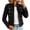 Black, variant on Elegant Jackets for Women Long Sleeve Stand Collar Solid Winter Gold Button Faux Suede Jackets