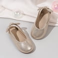 thumbnail image 4 of Girls Dress Shoes Mary Jane Flats | Decorative Bow, Princess Shoes, Cushioned Comfort, Non-Slip Sole, Toddler and Little Girls, Daily Wear Gold 25, 4 of 7