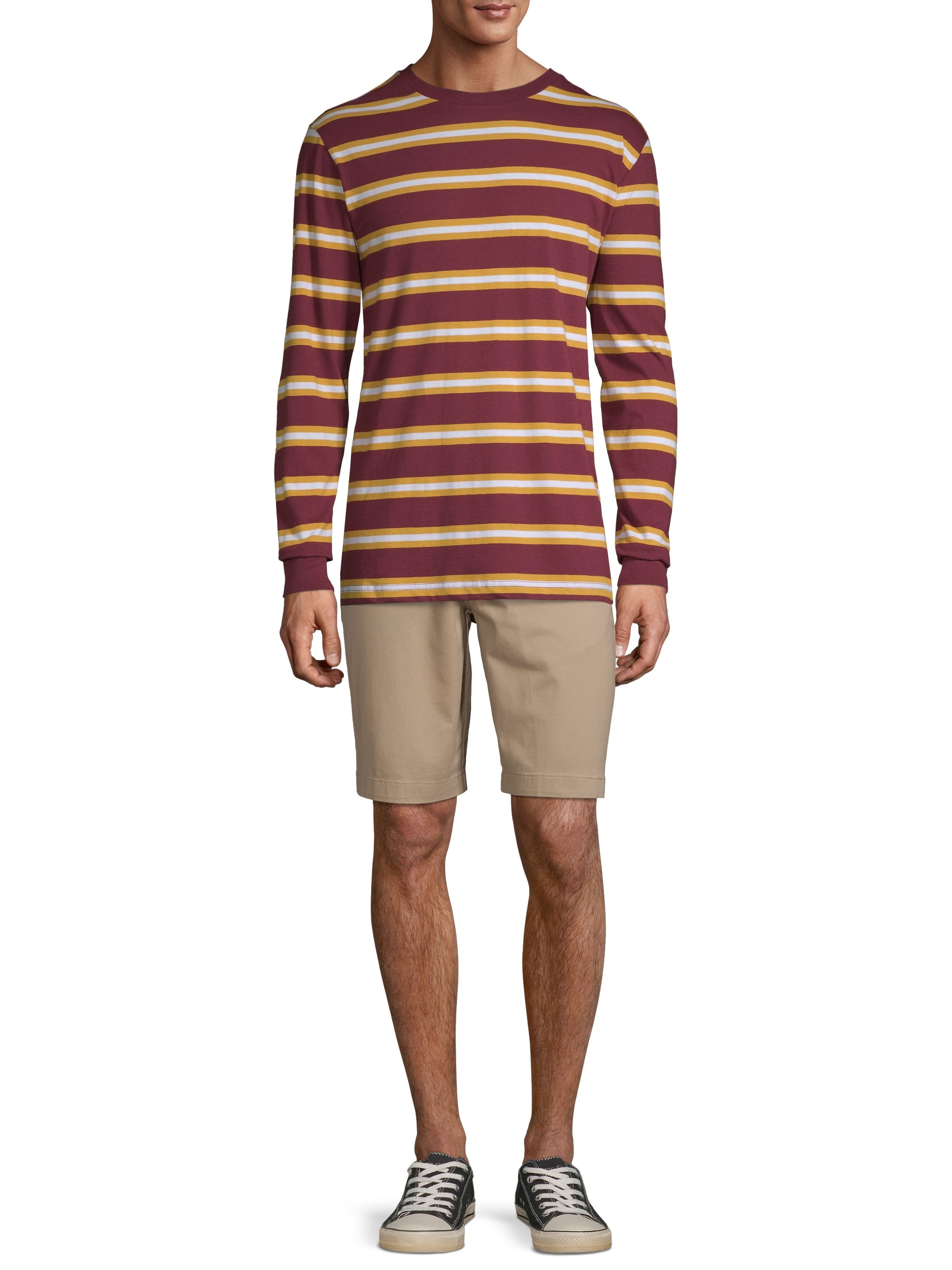 No Boundaries Men's and Big Men's Long Sleeve Stripe Tee - Walmart.com