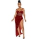 thumbnail image 1 of Gibobby Vestido de noche mujer Vestido de fiesta de recepción con dobladillo irregular de lentejuelas de malla con tirantes de color sólido sexy para mujer(Rojo,M), 1 of 5