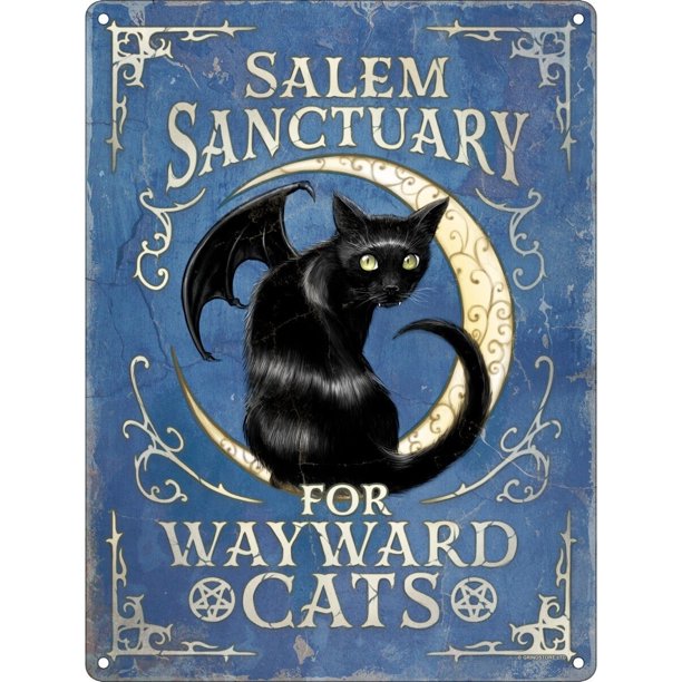 Grindstore - Placa Salem Sanctuary For Wayward Cats (Azul, Negro, Dorado)