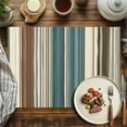 thumbnail image 3 of Boho Vintage Striped Placemats Set of 6, Teal Brown Beige Table Mats Washable Heat-Insulation Non-Slip Place Mats for Kitchen Dinner Table Indoor Outdoor Decor,13x19 Inch, 3 of 9