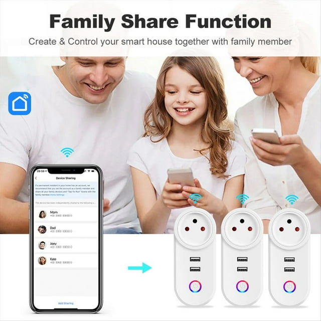 Enchufe de Israel Tuya Smart Home 16A WiFi Enchufe Inteligente de Corriente de Carga USB Temporización Control de Voz para
