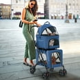 thumbnail image 4 of Gymax Double Pet Stroller for 2 Dogs or Cats w/ 2 Detachable Carriers Safety Belt Blue, 4 of 10