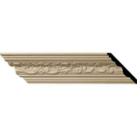 4 3/4"H x 4 7/8"P x 6 3/4"F x 94 1/2"L Medway Carved Wood Crown Moulding, Alder