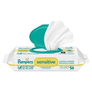Baby Wipes Pampers Sensitive, Clinically Proven, Fragrance Free, Unscented, Water Based, Hypoallergenic Baby Wipes, Multi-Use Baby Wipes, Hand Wipes 56 Baby Wipes Total (1X Flip-Top Packs)