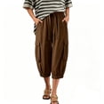 thumbnail image 2 of vdgthytj Cargo Capris for Women Elastic High Waist Drawstring Baggy Ankle Cuffs Streetwear Summer Casual Capris with Pockets, 2 of 5