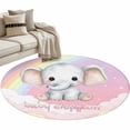 thumbnail image 6 of Elephants Round Rug 3.3ft Washable Circle Entryway Rugs Non Slip Cute Rainbow Clouds Pink Purple Area Rug Indoor Floor Carpet for Bedroom Kitchen Living Room Home Office Dining Room Nursery, 6 of 8