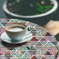 thumbnail image 3 of Ambesonne Geometric Fitted Round Tablecloth, Boho Triangles Sketchy, 45"- 56" Diameter, White and Multicolor, 3 of 5