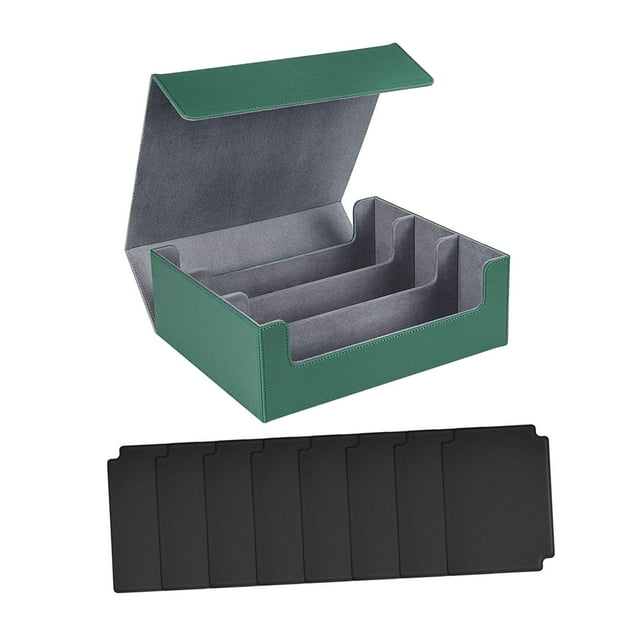 Bunblic Card Deck Box Gathering Card Toy Durable Magnetics Closure Game Card Storage Green Gray